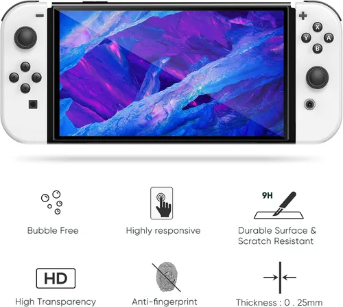Vista 5 de Paquete de accesorios compatible con el modelo OLED Nintendo Switch, kit de interruptor con funda de transporte, funda protectora 3 en 1, protector