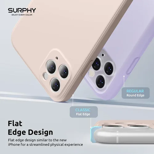 Vista 3 de SURPHY Funda de diseño para iPhone 11 Pro Max con protección para cámara, diseño de borde recto, silicona líquida delgada, piedra