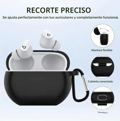 Vista 3 de USTIYA Funda para Beats Studio Buds+ 2023/Studio Buds 2021 Funda protectora de silicona con funda de llavero (negro)