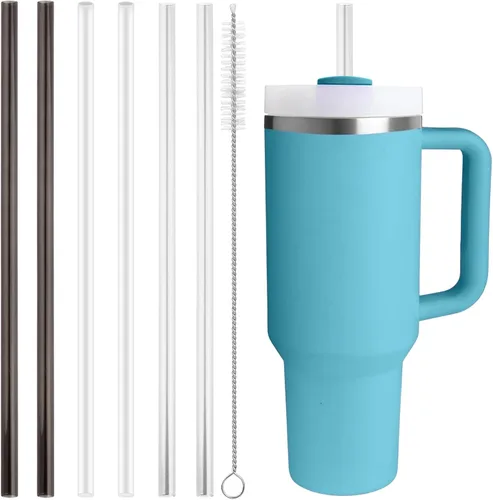 Vista 14 de Popote de repuesto compatible con Stanley Quencher de 40 onzas, vaso de 30 onzas, popotes reutilizables extra largos de 12 pulgadas para vasos de 40