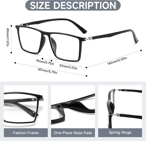 Vista 4 de Lentes de miopía para hombres y mujeres, lentes de miopía con bloqueo de luz azul, lentes para conducir con visión cercana para distancia