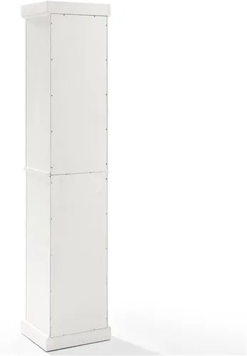 Vista 5 de Crosley Furniture Seaside - Armario de almacenamiento alto de lino y organizador de baño con cajón y estantes, color blanco envejecido