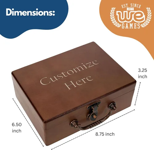 Vista 2 de WE Games Monograma grabado personalizado de madera para cerrar la caja - nogal teñido