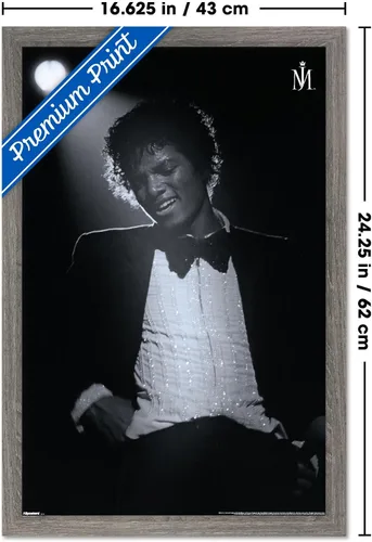 Vista 3 de Trends International Michael Jackson - Póster de pared Spotlight, 22.4 pulgadas de largo x 14.7 W, versión enmarcada en madera de granero Versión