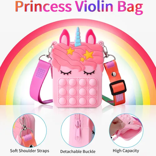 Vista 2 de erduoduo Cartera pequeña bolsa de hombro bolso de burbujas bolso de caramelo para niños suministros de fiesta musical para niña Rosado Cartera