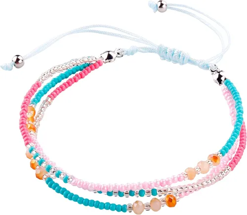 Vista 2 de 5 tobilleras con cuentas, pulsera ajustable hecha a mano para mujer, pulseras únicas de cuentas coloridas