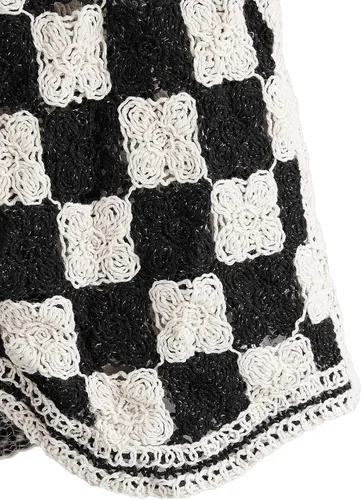 Vista 4 de Verdusa Chaleco de punto a cuadros sin mangas con cuello en V y botones para mujer