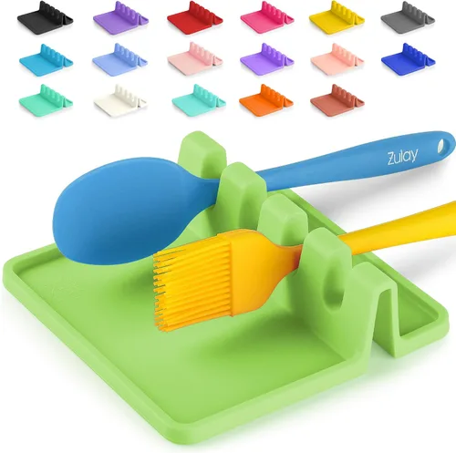 Vista 14 de Zulay Kitchen - Reposa utensilios de silicona con bandeja antigoteo para múltiples utensilios de cocina, reposacucharas sin BPA y resistente al Azul