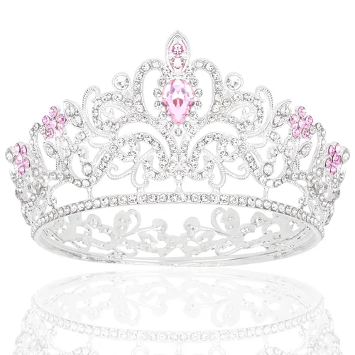 Vista 9 de CIEHER Corona pequeña negra para niñas, tiara de princesa, decoración de pastel de cumpleaños