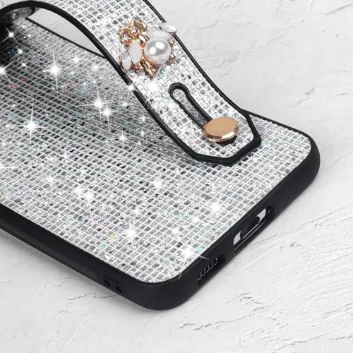 Vista 2 de Guppy Compatible con Samsung Galaxy S23 Bling Stand Case, Luxury Sparkle Bling Funda protectora con soporte y correa de mano, correa de muñeca