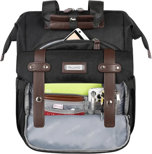 Vista 5 de Mochila para portátil para mujer, para trabajo de doctoras, profesoras, enfermeras, de 15.6 pulgadas, mochila universitaria de apertura amplia