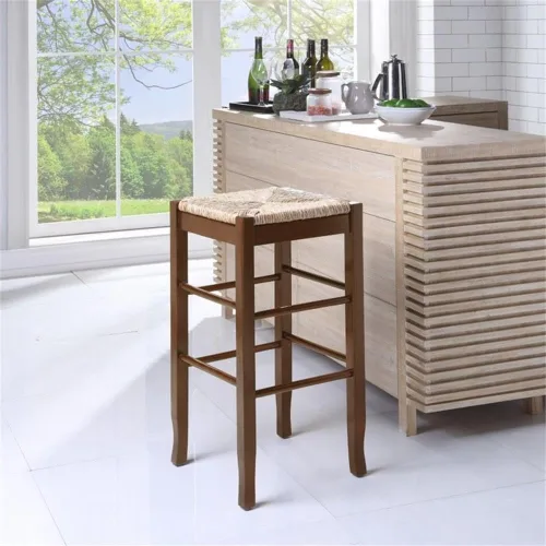 Vista 2 de Boraam Taburete cuadrado Rush de altura para barra, 29 pulgadas, capuchino