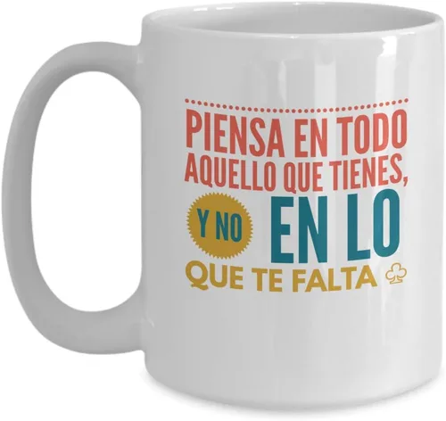 Vista 5 de Taza Café Piensa Vaso, taza de café divertidas, tazas personalizadas, taza de café inspiradoras, taza con mensajes positivos.