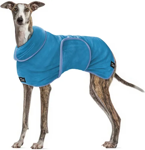 Vista 29 de Tuff Pupper Bata de baño para perro de secado rápido, toalla de felpa de 800 GSM, bata de baño súper absorbente para mascotas y cachorros, capucha