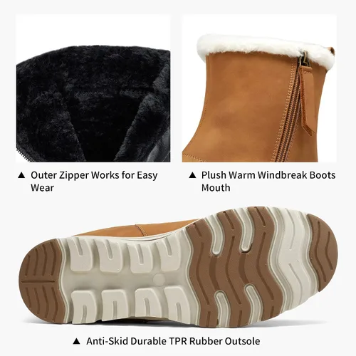 Vista 4 de Vepose Botines de nieve para mujer, impermeables, cortavientos, cálidos, para invierno