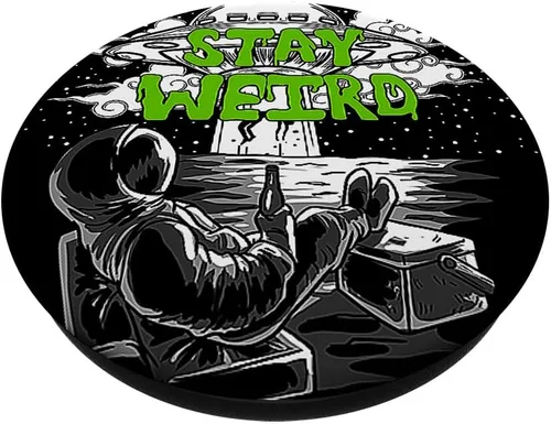 Vista 2 de Stay Weird Astronauta OVNI Galaxy Extraterrestre Space Lover PopSockets intercambiables PopGrip