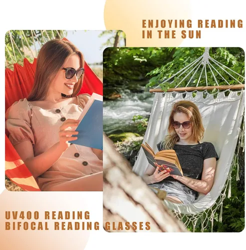 Vista 2 de LADEESSE Pack de 3 gafas de sol bifocales para lectura de mujer, gafas de sol de moda en forma de ojo de gato para lectura al aire libre, protección