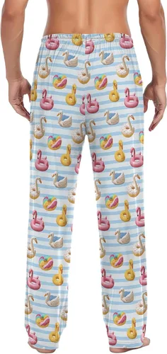 Vista 2 de Pantalones de pijama para hombre, pantalones de descanso para hombre, con bolsillos, corte recto, pantalones de pijama para hombre, talla S-2XL