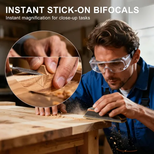 Vista 4 de Stick-on Bifocal Readers for Sunglasses, No Water or Adhesive Needed, Reusable Reading Lenses for Glasses Goggles