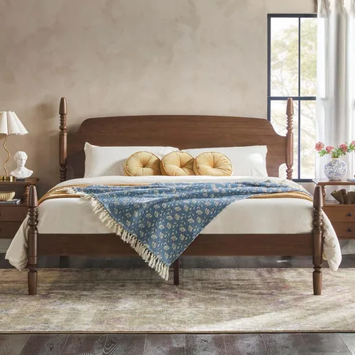 Vista 8 de Walker Edison Cama de Montaje Fácil con Estructura Tradicional de Aspas de Madera, Estructura de Cama Vintage, No Requiere Somier, Estructura