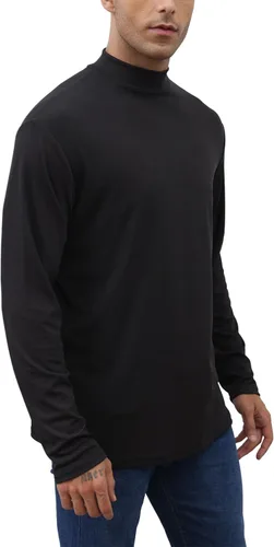 Vista 4 de Suéter de manga larga con cuello alto para hombre, básico, ligero, cómodo, suave, de punto, térmica