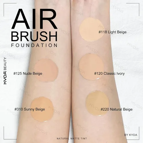 Vista 7 de KYDA AirBrush Foundation Spray, Bruma de maquillaje para base sedosa, Cobertura impecable para un acabado nude cremoso y suave, Fórmula duradera