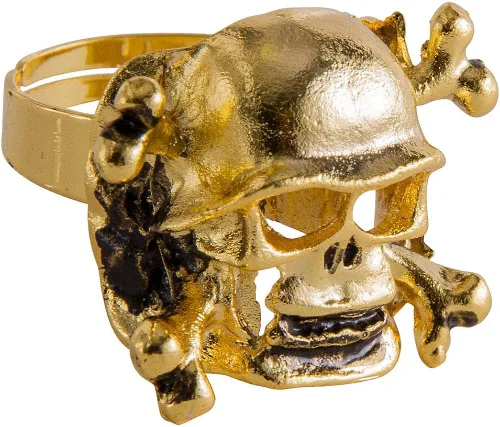 Vista 2 de Anillo de Calavera Pirata Oro 1 Pc.