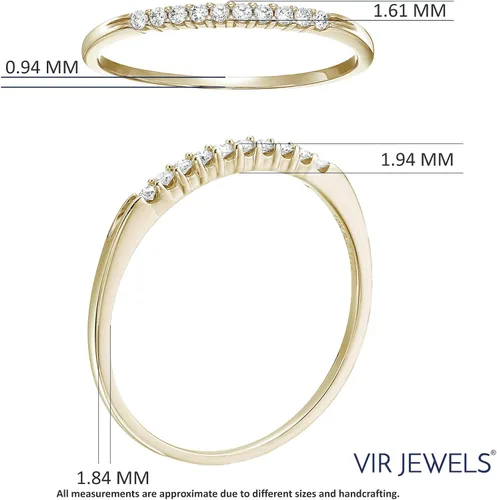 Vista 4 de Anillo de aniversario de boda de diamantes pequeños de 110 quilates (ctw) para mujer, anillo de compromiso de diamantes redondos de oro amarillo