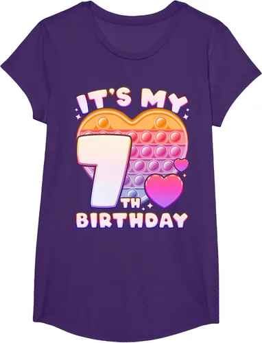 Vista 55 de Pop-it Birthday Girl 7 años de edad, Push it Pop Fidget Bubble Camiseta, Negro