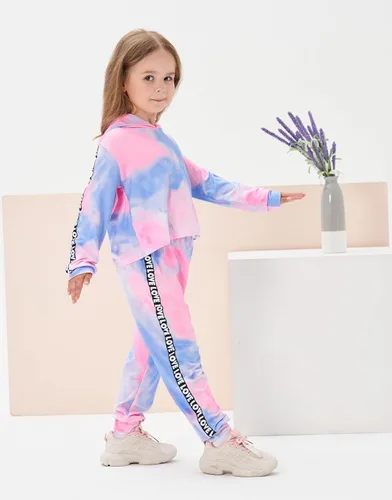Vista 4 de Conjunto de sudadera con capucha y pantalones de manga larga para bebés y niñas pequeñas