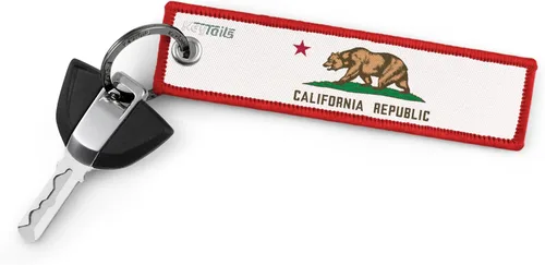 Vista 2 de KEYTAILS Llaveros, Etiqueta de Llave de Calidad Premium para Auto, Motocicleta, Mochilas, Regalo [Bandera de California]