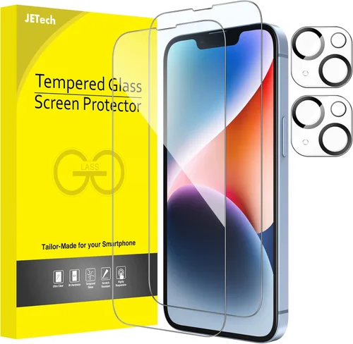 Vista 7 de JETech Protector de pantalla para iPhone 11 de 6.1 pulgadas con protector de lente de cámara, película de vidrio templado, paquete de 2