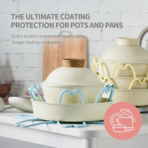 Vista 2 de iPROTECT - Stack Expert - Protector multiusos de silicona sin BPA para ollas y sartenes juego de 2 salvamanteles para todos los tamaños