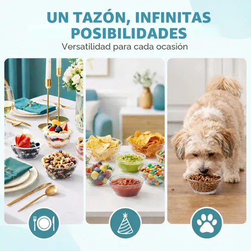 Vista 5 de JoyServe Mini cuencos de plástico transparente – A granel paquete de 100 cuencos desechables de plástico duro de primera calidad para postres