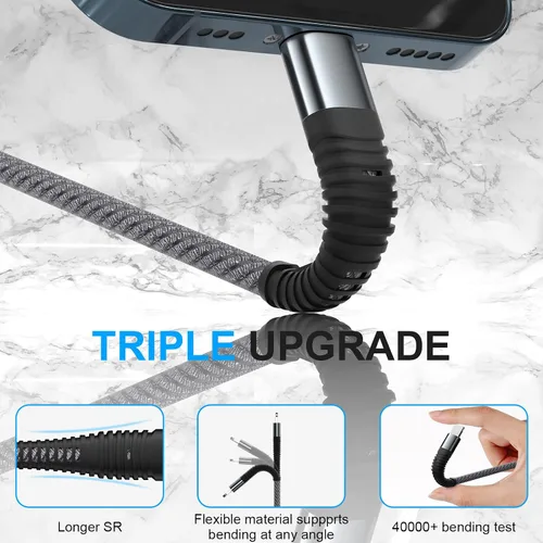 Vista 2 de Cable divisor USB tipo C QC3.0 de carga rápida 4 en 1, multiUSB C, cable de sincronización USB tipo C con 4 conectores USB C, para iPhone 15 Pro