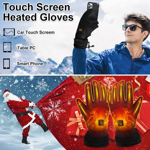 Vista 3 de Autocastle Guantes calefactables recargables con batería eléctrica para hombres y mujeres, guantes térmicos para pantalla táctil, guantes térmicos