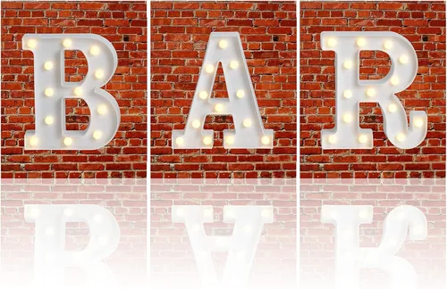 Vista 7 de Luces LED de marquesina, letrero de barra iluminado, lámpara de letras para bar, bar, funciona con pilas, para boda, fiesta de cumpleaños, lámpara