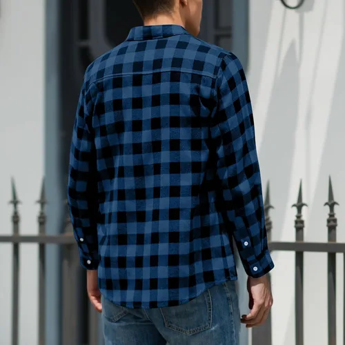 Vista 3 de Men's Plaid Button Down Shirts Long Sleeve Regular Fit Casual Tops Business Casual Outfits with Chest Pocket