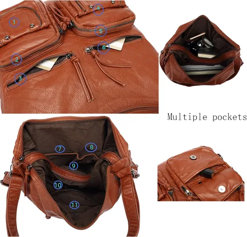 Vista 3 de LL LOPPOP Bolso cruzado grande convertible Hobo, mochila de hombro con múltiples bolsillos para mujer
