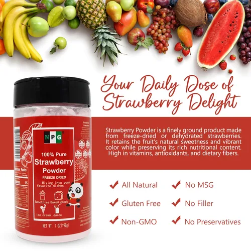 Vista 6 de NPG - Polvo de fresa liofilizado de 7 onzas, polvo de frutas de fresas puras para saborizar y colorear alimentos, batidos, bebidas, pasteles, puré