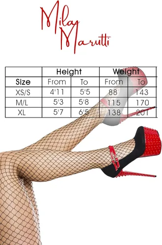 Vista 6 de Mila Marutti Medias de red de cintura alta para mujer, medias de red