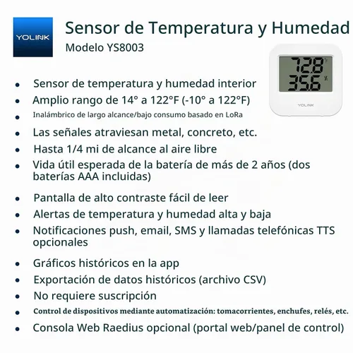 Vista 2 de Sensor de temperatura inalámbrico inteligente y sensor de humedad de amplio rango (-22 a 158 grados) para monitoreo de refrigerador, monitoreo