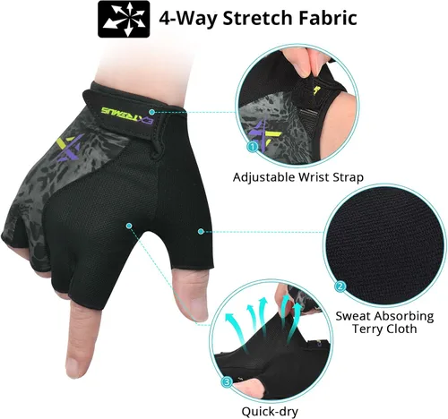 Vista 4 de Extremus Antero Cycling Gloves Bike Gloves Half Finger Biking Gloves for Men Women with Anti-Slip Shock-Absorbing Pad, Breathable Bicycle Gloves