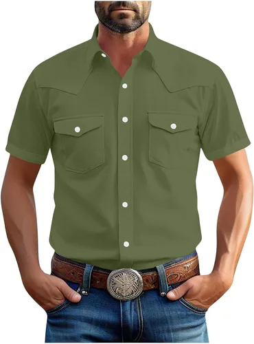 Vista 11 de Men's Short Sleeve Button Down Shirts Cargo Shirt Fashion Casual Summer Beach Shirts Business Work Basic Tee Tops