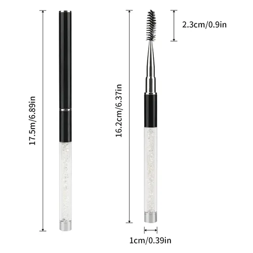 Vista 2 de G2PLUS 3 cepillos de cejas con tapa, cepillo portátil y flexible, cepillos de rímel de pestañas, aplicador, herramientas de maquillaje para Negro