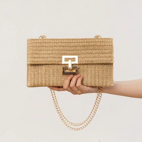 Vista 2 de Bolso de mano de paja para mujer, bolso de noche de diseñador para verano, playa, bolso cruzado Straw, Purse, Designer, Evening, Summer, Beach
