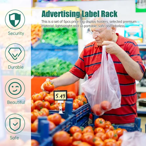 Vista 2 de Mini soporte de acrílico para letreros con clips, etiqueta de acrílico transparente con abrazaderas, soporte de nombre de plástico