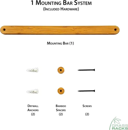 Vista 8 de Grassracks Soporte de pared para snowboard y monopatín de bambú y abedul, serie Moloka`i