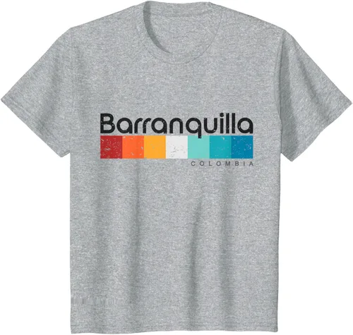Vista 54 de Barranquilla Colombia - Camiseta de diseño vintage de estilo retro, Blanco, S