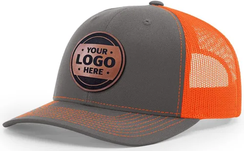 Vista 34 de Sombrero de parche de cuero de camionero personalizado grabado con láser